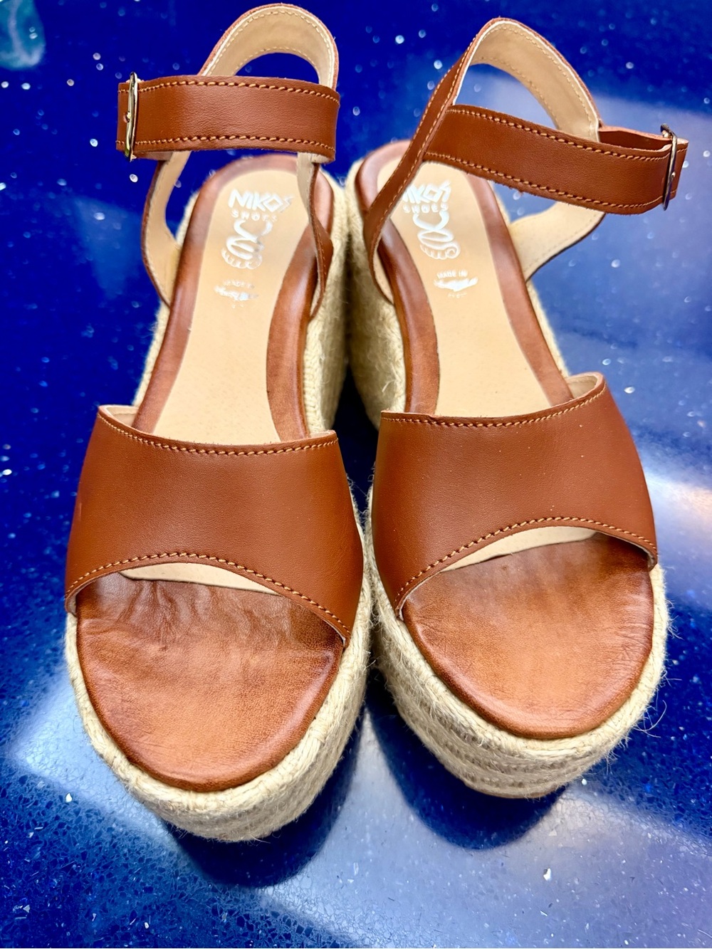 Niko’s Shoes- Made in Greece- Women’s Tan Espadrille Platform Sandals